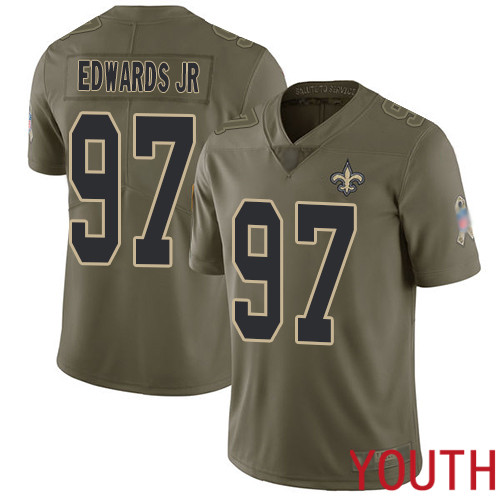 New Orleans Saints Limited Olive Youth Mario Edwards Jr Jersey NFL Football #97 2017 Salute to Service Jersey